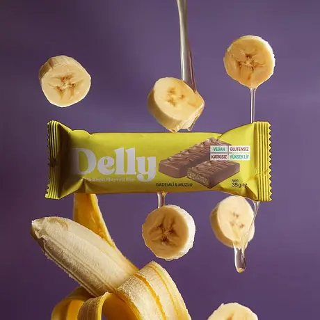 Delly Çikolata Kaplı, Bademli & Muzlu Bar 35 gr